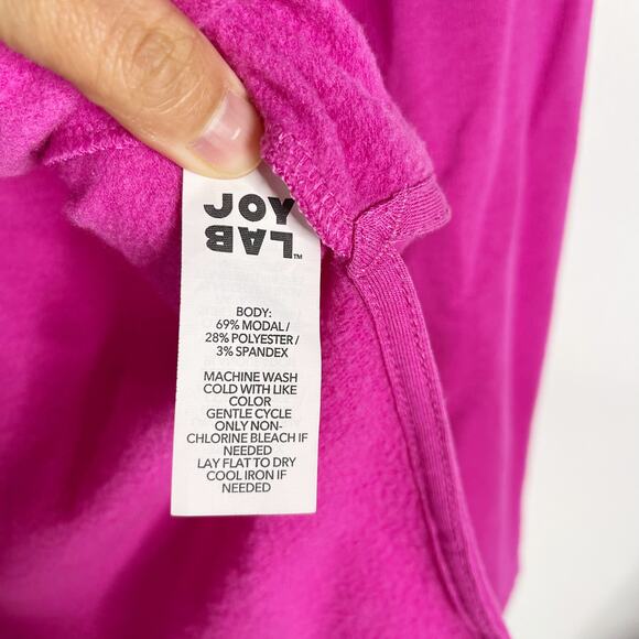 JoyLab Womens Small Bright Pink Mock Neck Side Split Lightweight Sweatshirt Top - Picture 7 of 8